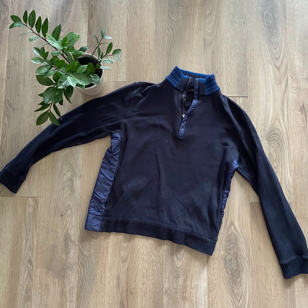 Hugo Boss Navy Cotton Knit Half-Zip Sweater